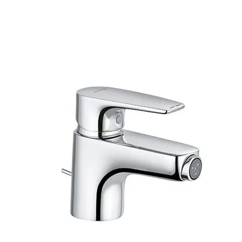 Kludi Bidetarmatur mit schwenkbarem Auslauf und Hebel zur Temperaturregulierung. Oberfläche in Chromoptik. Geeignet für die Installation an einem Bidet.